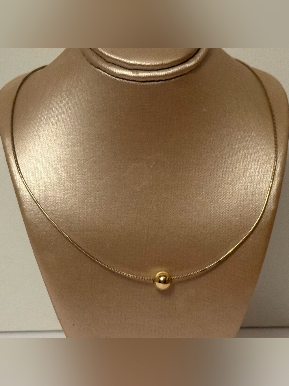 ITALY NECKLACE 925 STERLING SILVER CABLE CHOKER OMEGA GOLD TONE BEAD 16”